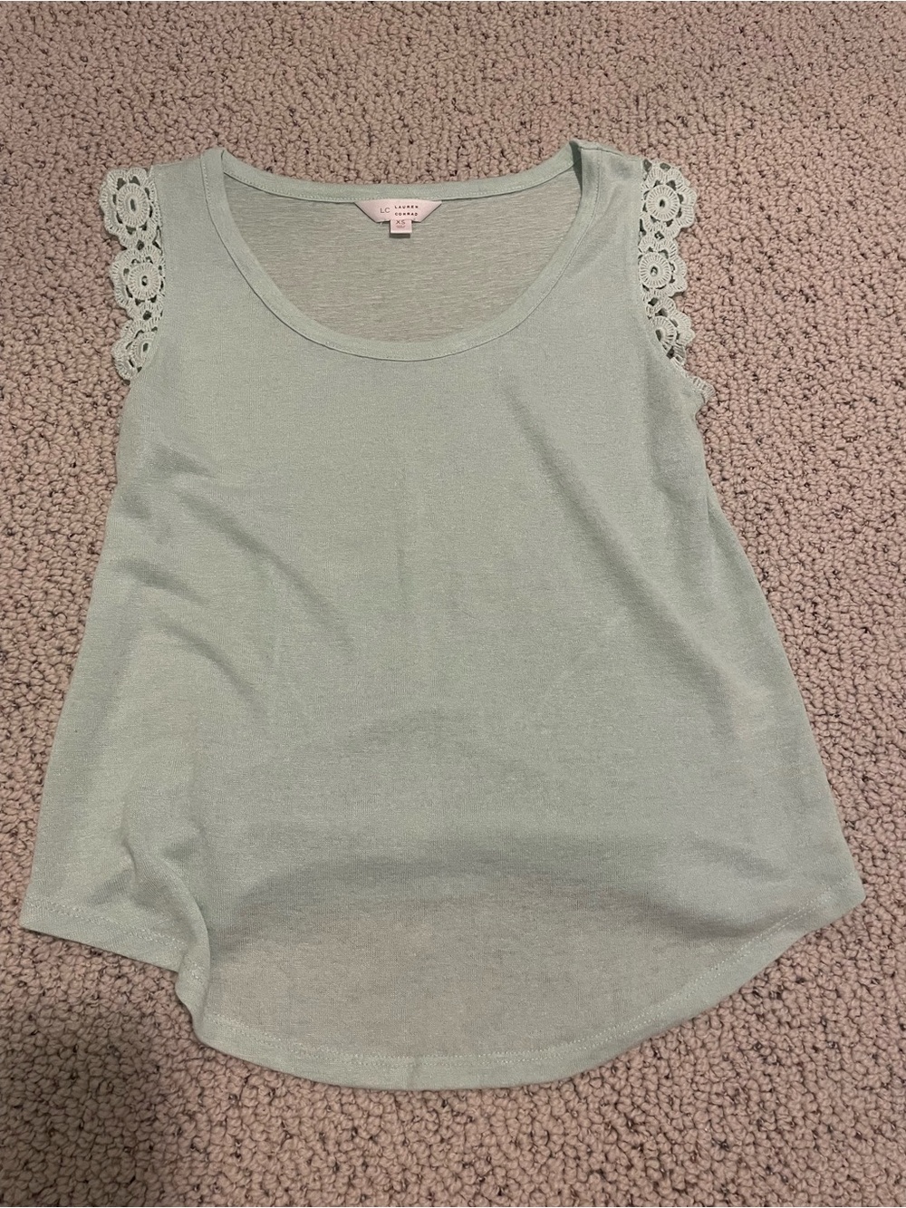 LC Lauren Conrad Light Mint Crochet-Trim Tank Top